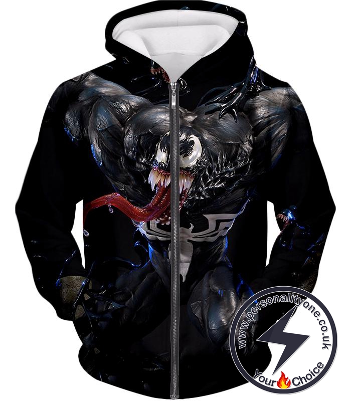 Awesome Villain Venom Black Zip Up Hoodie